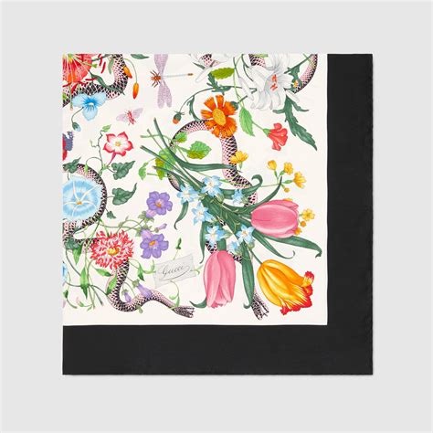 gucci flora snake scarf|Womens Gucci multicolour Silk Flora Snake Scarf.